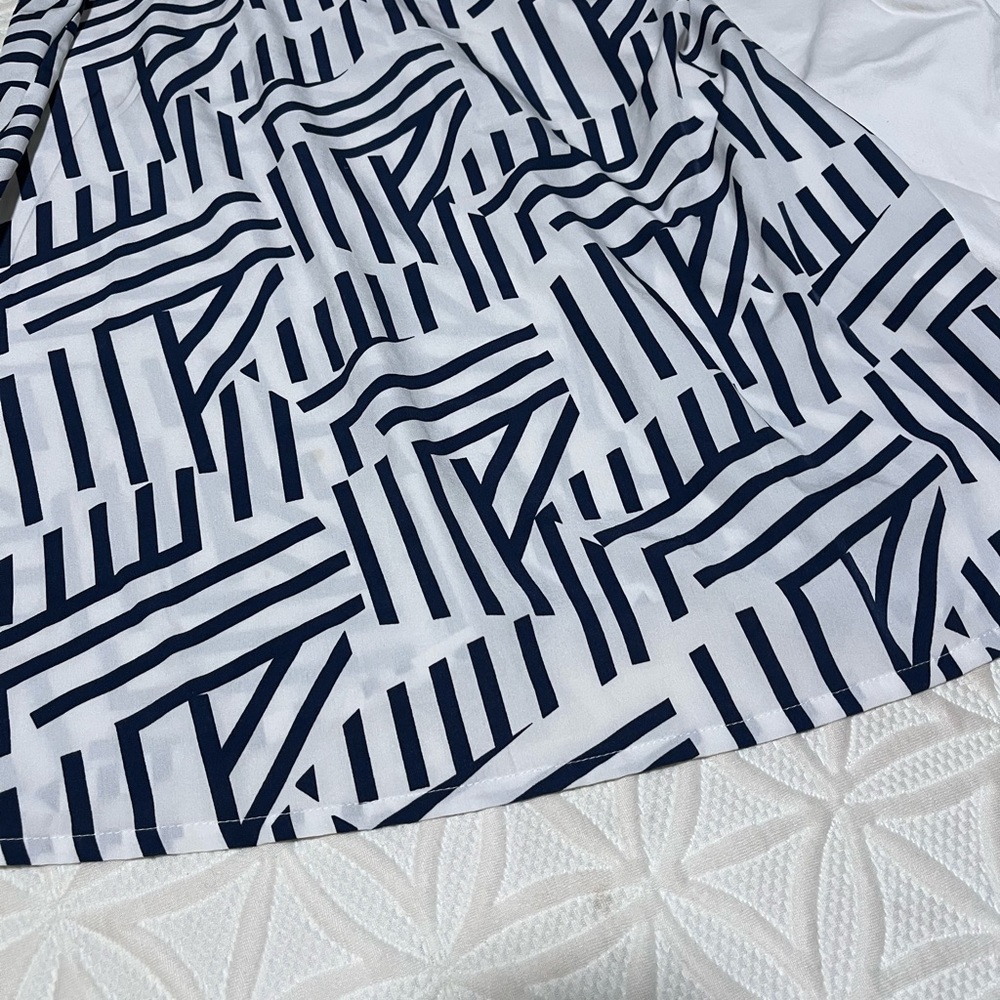 Women's Navy Geometric Print A-Line Skirt and Women’s Pants and Top